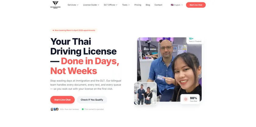 Thai Driver License Service — website hero